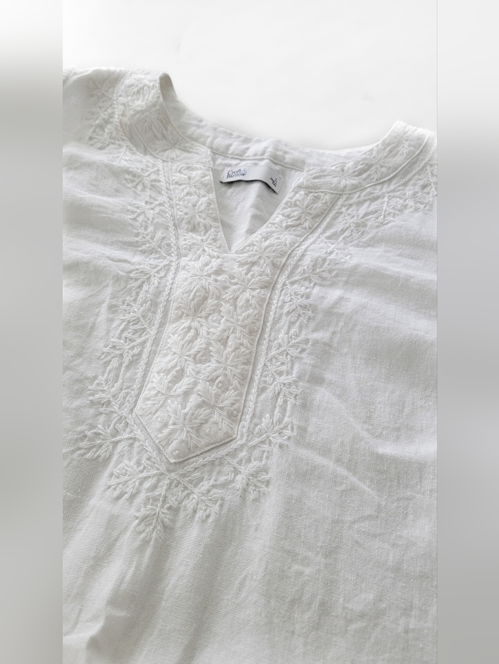 Croft & Barrow White Embroidered Linen Blend Tank Top Dress Size Large - Picture 4 of 9